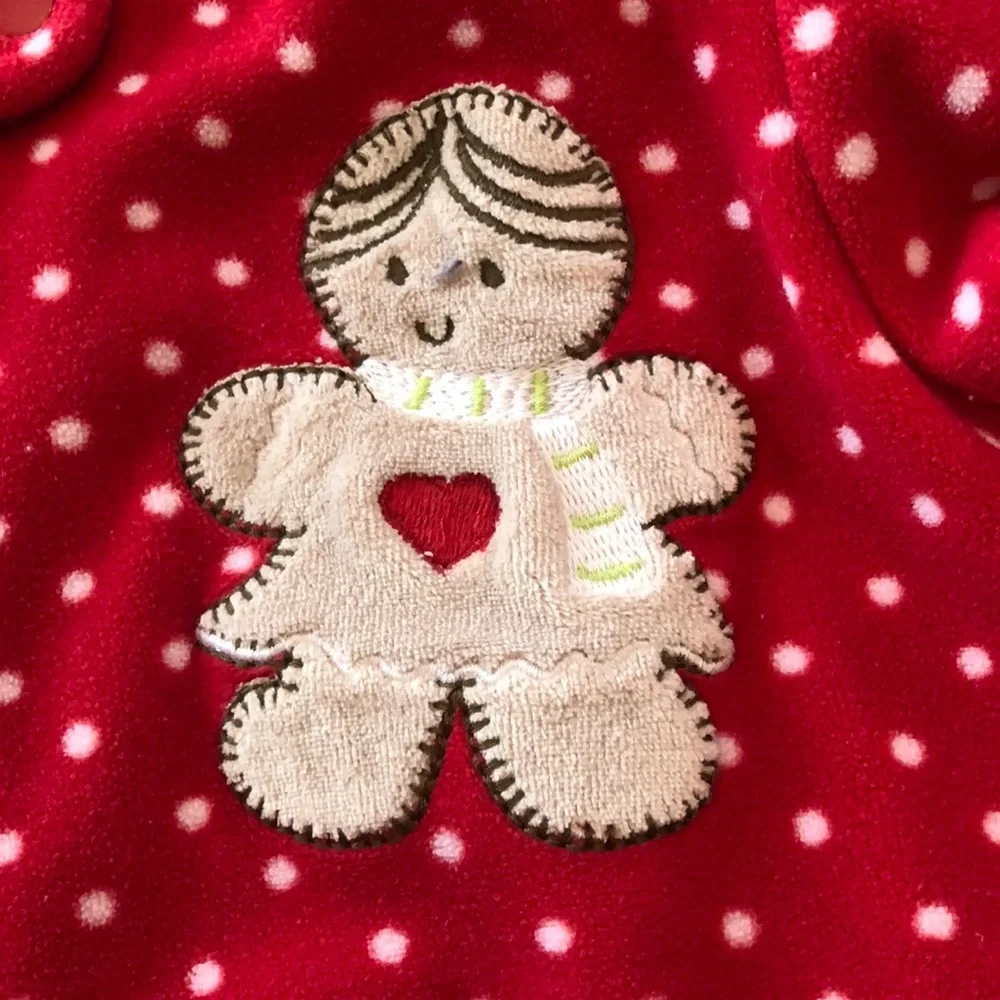 Carter’s Christmas Red Zip-Up Fleece Sleep Play Pajamas 18 months Polka Dot